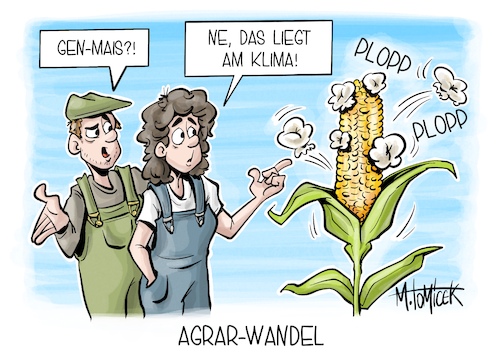 Cartoon: Agrar-Wandel (medium) by Mirco Tomicek tagged eu,kommission,lebensmittel,nahrung,ernährung,gen,gentechnik,essen,genmais,futter,europa,klimawandel,klima,dürre,trockenheit,hitze,hitzewelle,agrar,landwirtschaft,landwirt,felder,cartoon,karikatur,pressekarikatur,mirco,tomicek,eu,kommission,lebensmittel,nahrung,ernährung,gen,gentechnik,essen,genmais,futter,europa,klimawandel,klima,dürre,trockenheit,hitze,hitzewelle,agrar,landwirtschaft,landwirt,felder,cartoon,karikatur,pressekarikatur,mirco,tomicek