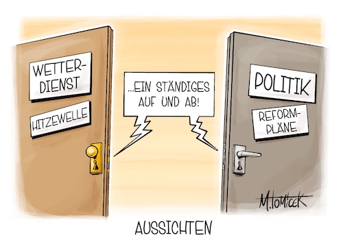 Cartoon: Aussichten (medium) by Mirco Tomicek tagged hitze,hitzewelle,heiß,wetter,wetterlage,sommer,sonne,aussichten,reformen,reform,koalition,politik,karikatur,cartoon,pressekarikatur,mirco,tomicek,hitze,hitzewelle,heiß,wetter,wetterlage,sommer,sonne,aussichten,reformen,reform,koalition,politik,karikatur,cartoon,pressekarikatur,mirco,tomicek