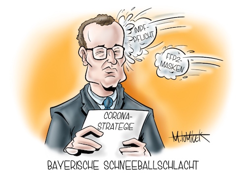 Cartoon: Bayerische Schneeballschlacht (medium) by Mirco Tomicek tagged jens,spahn,markus,söder,cdu,csu,bayern,gesundheit,gesundheitsminister,corona,covid19,pandemie,virus,viren,lockdown,shutdown,verschärfung,verschärfungen,beschränkungen,regierungserklärung,regierung,erklärung,vorschläge,impfe,impfungen,impfpflicht,masken,ffp2,regeln,regelungen,einreise,einreiseverbot,mutation,cartoons,karikatur,pressekarikatur,mirco,tomicek,jens,spahn,markus,söder,cdu,csu,bayern,gesundheit,gesundheitsminister,corona,covid19,pandemie,virus,viren,lockdown,shutdown,verschärfung,verschärfungen,beschränkungen,regierungserklärung,regierung,erklärung,vorschläge,impfe,impfungen,impfpflicht,masken,ffp2,regeln,regelungen,einreise,einreiseverbot,mutation,cartoons,karikatur,pressekarikatur,mirco,tomicek