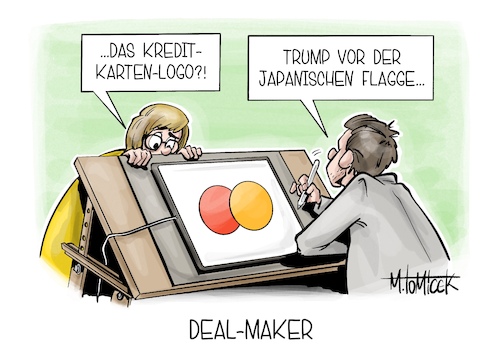 Cartoon: Deal-Maker (medium) by Mirco Tomicek tagged usa,us,amerika,donald,trump,in,japan,besuch,asien,tour,reise,zölle,zoll,strafzölle,industrie,japanisch,mastercard,karikatur,cartoon,pressekarikatur,mirco,tomicek,usa,us,amerika,donald,trump,in,japan,besuch,asien,tour,reise,zölle,zoll,strafzölle,industrie,japanisch,mastercard,karikatur,cartoon,pressekarikatur,mirco,tomicek