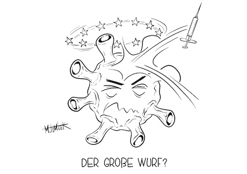 Cartoon: Der große Wurf? (medium) by Mirco Tomicek tagged eu,vertrag,europa,pharma,pharmafirma,impfstoff,impfung,impfen,corona,covid19,impfungen,risiko,risikogruppen,medizin,arzt,ärzte,verträge,biontech,pfizer,kommission,einigung,antivirus,viren,bekämpfung,cartoon,karikatur,pressekarikatur,mirco,tomicek,eu,vertrag,europa,pharma,pharmafirma,impfstoff,impfung,impfen,corona,covid19,impfungen,risiko,risikogruppen,medizin,arzt,ärzte,verträge,biontech,pfizer,kommission,einigung,antivirus,viren,bekämpfung,cartoon,karikatur,pressekarikatur,mirco,tomicek