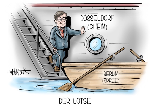 Cartoon: Der Lotse (medium) by Mirco Tomicek tagged armin,laschet,nrw,nordrhein,westfalen,ministerpräsident,düsseldorf,ende,cdu,chef,abgeordneter,bundestag,berlin,wechsel,amt,amtsbeendigung,politik,der,lotse,geht,von,bord,karikatur,pressekarikatur,cartoon,mirco,tomicek,armin,laschet,nrw,nordrhein,westfalen,ministerpräsident,düsseldorf,ende,cdu,chef,abgeordneter,bundestag,berlin,wechsel,amt,amtsbeendigung,politik,der,lotse,geht,von,bord,karikatur,pressekarikatur,cartoon,mirco,tomicek