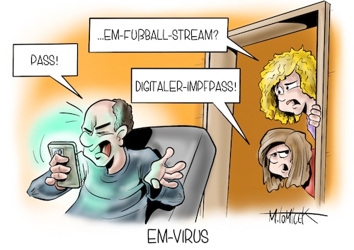 Cartoon: EM-Virus (medium) by Mirco Tomicek tagged digitaler,impfpass,corona,digital,impfausweis,ausweis,pass,praxis,apotheken,impfzentrum,jens,spahn,impfungen,impfung,impfstoff,impfen,geimpft,geimpfte,reise,reisen,urlaub,kurzurlaub,lockerungen,em,europameisterschaft,europa,fußball,fußballspiel,stream,cartoon,karikatur,pressekarikatur,mirco,tomicek,digitaler,impfpass,corona,digital,impfausweis,ausweis,pass,praxis,apotheken,impfzentrum,jens,spahn,impfungen,impfung,impfstoff,impfen,geimpft,geimpfte,reise,reisen,urlaub,kurzurlaub,lockerungen,em,europameisterschaft,europa,fußball,fußballspiel,stream,cartoon,karikatur,pressekarikatur,mirco,tomicek