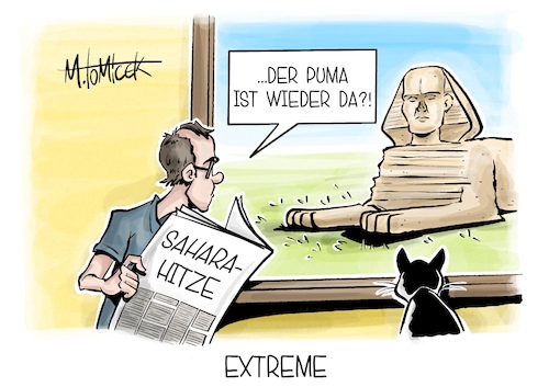 Cartoon: Extreme (medium) by Mirco Tomicek tagged wetter,warm,hitze,hitzewelle,sahara,sommer,sonne,hitzewellen,klima,temperaturen,puma,karikatur,pressekarikatur,cartoon,mirco,tomicek,wetter,warm,hitze,hitzewelle,sahara,sommer,sonne,hitzewellen,klima,temperaturen,puma,karikatur,pressekarikatur,cartoon,mirco,tomicek