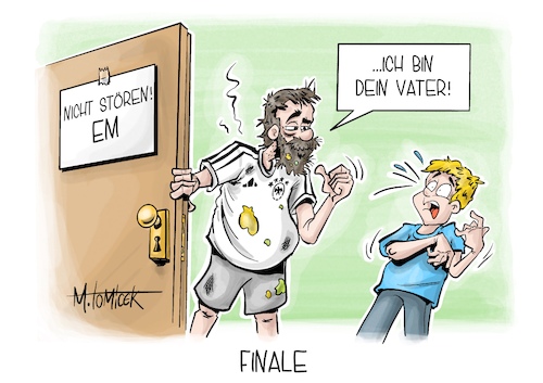 Cartoon: Finale (medium) by Mirco Tomicek tagged em,finale,europameisterschaft,europameister,euro,fußball,fußballspiel,mannschaft,england,spanien,fußballer,endspiel,spiel,cartoon,karikatur,pressekarikatur,mirco,tomicek,em,finale,europameisterschaft,europameister,euro,fußball,fußballspiel,mannschaft,england,spanien,fußballer,endspiel,spiel,cartoon,karikatur,pressekarikatur,mirco,tomicek