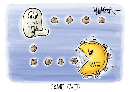 Cartoon: Game Over (medium) by Mirco Tomicek tagged lützerath,räumung,kohle,braunkohle,umwelt,natur,naturschutz,aktivisten,klima,klimaschutz,klimaaktivisten,demonstranten,demo,proteste,protestanten,rwe,pariser,klimaabkommen,co2,ausstoß,pacman,cartoon,karikatur,pressekarikatur,mirco,tomicek,lützerath,räumung,kohle,braunkohle,umwelt,natur,naturschutz,aktivisten,klima,klimaschutz,klimaaktivisten,demonstranten,demo,proteste,protestanten,rwe,pariser,klimaabkommen,co2,ausstoß,pacman,cartoon,karikatur,pressekarikatur,mirco,tomicek