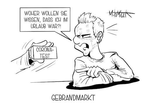 Cartoon: Gebrandmarkt (medium) by Mirco Tomicek tagged flugzeug,einreise,reise,reisen,reiserückkehrer,rückkehrer,negativer,negativtest,test,corona,coronatest,pflicht,fluggesellschaft,flughafen,flugplatz,urlaub,urlauber,palma,mallorca,strand,sonnenbrand,maske,schutzmaske,schnelltest,selbsttest,cartoon,karikatur,pressekarikatur,mirco,tomicek,flugzeug,einreise,reise,reisen,reiserückkehrer,rückkehrer,negativer,negativtest,test,corona,coronatest,pflicht,fluggesellschaft,flughafen,flugplatz,urlaub,urlauber,palma,mallorca,strand,sonnenbrand,maske,schutzmaske,schnelltest,selbsttest,cartoon,karikatur,pressekarikatur,mirco,tomicek