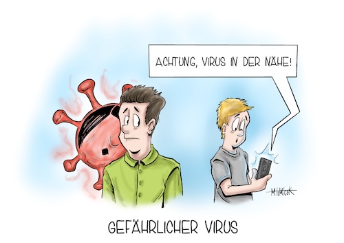 Cartoon: Gefährlicher Virus (medium) by Mirco Tomicek tagged corona,warn,app,rassismus,nazi,rechtsradikal,rechts,debatte,virus,covid19,bundesregierung,smartphone,handy,bluetooth,karikatur,cartoon,mirco,tomicek,corona,warn,app,rassismus,nazi,rechtsradikal,rechts,debatte,virus,covid19,bundesregierung,smartphone,handy,bluetooth,karikatur,cartoon,mirco,tomicek