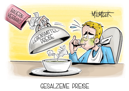 Cartoon: Gesalzene Preise (medium) by Mirco Tomicek tagged bauernverband,bauernverbandspräsident,bauernpräsident,bauerntag,bauern,landwirte,landwirt,landwirtschaft,lebensmittel,lebensmittelpreise,preise,essen,nahrung,cartoon,karikatur,pressekarikatur,mirco,tomicek,bauernverband,bauernverbandspräsident,bauernpräsident,bauerntag,bauern,landwirte,landwirt,landwirtschaft,lebensmittel,lebensmittelpreise,preise,essen,nahrung,cartoon,karikatur,pressekarikatur,mirco,tomicek