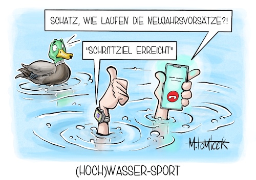 Cartoon: Hochwasser-Sport (medium) by Mirco Tomicek tagged hochwasser,deutschland,dauerregen,regen,wasser,niederschlag,deiche,wetter,wetterlage,neujahr,neujahrsvorsätze,gute,vorsätze,silvester,sport,machen,joggen,laufen,walken,smartwatch,cartoon,karikatur,pressekarikatur,mirco,tomicek,hochwasser,deutschland,dauerregen,regen,wasser,niederschlag,deiche,wetter,wetterlage,neujahr,neujahrsvorsätze,gute,vorsätze,silvester,sport,machen,joggen,laufen,walken,smartwatch,cartoon,karikatur,pressekarikatur,mirco,tomicek