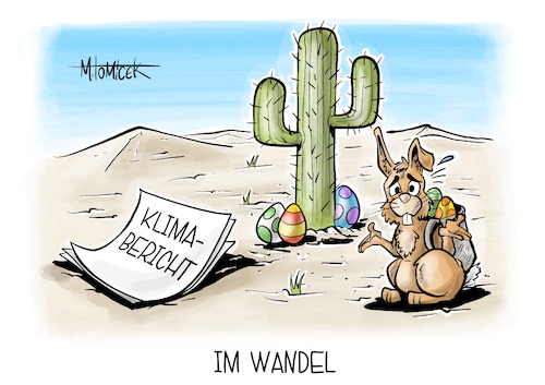 Cartoon: Im Wandel (medium) by Mirco Tomicek tagged klimabericht,2024,europa,eu,klima,klimawandel,wetter,wetterextreme,extrem,extreme,unwetter,trocken,hitze,trockenheit,dürre,heiß,hochwasser,wasser,regen,starkregen,wärmerekord,rekord,rekordhitze,ostern,osterhase,ostereier,karikatur,pressekarikatur,cartoon,mirco,tomicek,klimabericht,2024,europa,eu,klima,klimawandel,wetter,wetterextreme,extrem,extreme,unwetter,trocken,hitze,trockenheit,dürre,heiß,hochwasser,wasser,regen,starkregen,wärmerekord,rekord,rekordhitze,ostern,osterhase,ostereier,karikatur,pressekarikatur,cartoon,mirco,tomicek