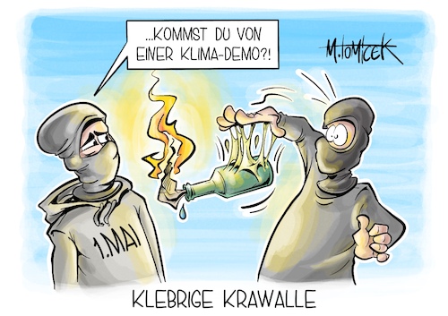 Cartoon: Klebrige Krawalle (medium) by Mirco Tomicek tagged erster,mai,demo,demos,demonstration,demonstrationen,protest,proteste,krawalle,krawall,berlin,städte,klima,klimaschutz,klimaschützer,aktivisten,letzte,generation,kleber,klimakleber,klebstoff,cartoon,karikatur,pressekarikatur,mirco,tomicek,erster,mai,demo,demos,demonstration,demonstrationen,protest,proteste,krawalle,krawall,berlin,städte,klima,klimaschutz,klimaschützer,aktivisten,letzte,generation,kleber,klimakleber,klebstoff,cartoon,karikatur,pressekarikatur,mirco,tomicek