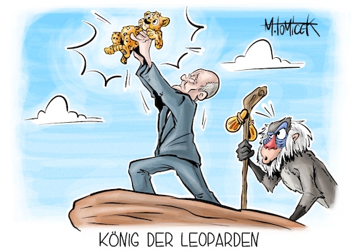 Cartoon: König der Lepoarden (medium) by Mirco Tomicek tagged olaf,scholz,kampfpanzer,panzer,leopard,lieferung,ukraine,waffenlieferungen,waffenlieferung,panzerlieferung,waffen,bundesregierung,russland,krieg,könig,der,löwen,leoparden,disney,cartoon,karikatur,pressekarikatur,mirco,tomicek,olaf,scholz,kampfpanzer,panzer,leopard,lieferung,ukraine,waffenlieferungen,waffenlieferung,panzerlieferung,waffen,bundesregierung,russland,krieg,könig,der,löwen,leoparden,disney,cartoon,karikatur,pressekarikatur,mirco,tomicek