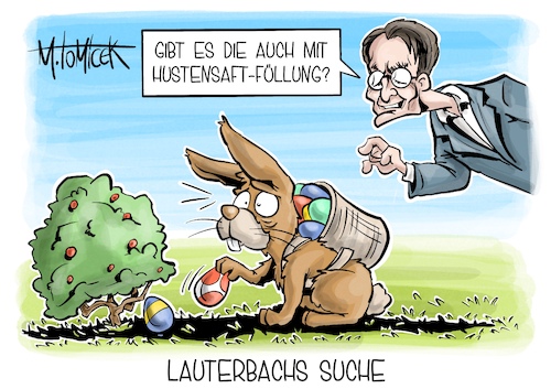 Cartoon: Lauterbachs Suche (medium) by Mirco Tomicek tagged lieferengpass,lieferengpässe,gesetz,lieferengpassgesetz,karl,lauterbach,medikamente,medikament,medikamentenengpass,engpass,engpässe,medizin,apotheke,apotheker,gesundheit,arznei,arzneimittel,ostern,osterhase,ostereier,eier,eiersuche,cartoon,karikatur,pressekarikatur,mirco,tomicek,lieferengpass,lieferengpässe,gesetz,lieferengpassgesetz,karl,lauterbach,medikamente,medikament,medikamentenengpass,engpass,engpässe,medizin,apotheke,apotheker,gesundheit,arznei,arzneimittel,ostern,osterhase,ostereier,eier,eiersuche,cartoon,karikatur,pressekarikatur,mirco,tomicek