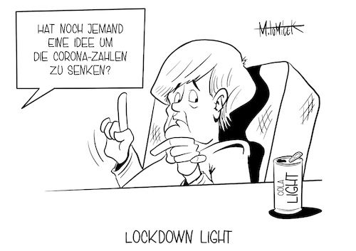 Cartoon: Lockdown Light (medium) by Mirco Tomicek tagged angela,merkel,lockdown,light,lock,down,corona,covid19,virus,viren,infektionen,neuinfektionen,coronazahlen,zahlen,maßnahmen,verschärfen,infekt,ansteckung,ansteckungsgefahr,krank,erkrankung,homeoffice,home,stay,at,rki,inzidenz,zahl,pandemie,cartoon,karikatur,pressekarikatur,mirco,tomicek,angela,merkel,lockdown,light,lock,down,corona,covid19,virus,viren,infektionen,neuinfektionen,coronazahlen,zahlen,maßnahmen,verschärfen,infekt,ansteckung,ansteckungsgefahr,krank,erkrankung,homeoffice,home,stay,at,rki,inzidenz,zahl,pandemie,cartoon,karikatur,pressekarikatur,mirco,tomicek