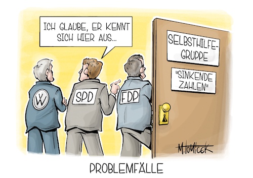 Cartoon: Problemfälle (medium) by Mirco Tomicek tagged landtagswahlen,landtagswahl,baden,württemberg,wahlen,wahl,debakel,spd,fdp,wähler,gewinneinbrüche,gewinn,einbrüche,volkswagen,vw,auto,autoindustrie,karikatur,cartoon,pressekarikatur,mirco,tomicek,landtagswahlen,landtagswahl,baden,württemberg,wahlen,wahl,debakel,spd,fdp,wähler,gewinneinbrüche,gewinn,einbrüche,volkswagen,vw,auto,autoindustrie,karikatur,cartoon,pressekarikatur,mirco,tomicek