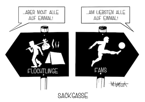 Cartoon: Sackgasse (medium) by Mirco Tomicek tagged angela,merkel,horst,seehofer,innenminister,kanzlerin,migranten,migration,flüchtlinge,griechenland,inseln,moria,brände,lesbos,aufnehmen,aufnahme,griechisch,1500,flucht,kompromiss,fan,rückkehr,bundesliga,fußball,stadion,stadien,fans,zuschauer,karikatur,cartoon,mirco,tomicek,angela,merkel,horst,seehofer,innenminister,kanzlerin,migranten,migration,flüchtlinge,griechenland,inseln,moria,brände,lesbos,aufnehmen,aufnahme,griechisch,1500,flucht,kompromiss,fan,rückkehr,bundesliga,fußball,stadion,stadien,fans,zuschauer,karikatur,cartoon,mirco,tomicek