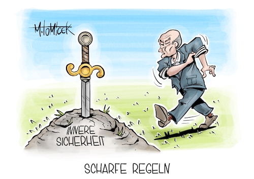 Cartoon: Scharfe Regel (medium) by Mirco Tomicek tagged olaf,scholz,solingen,attacke,anschlag,messerattacke,messeranschlag,innere,sicherheit,sicherheitspolitik,politik,asylpolitik,waffenrecht,gesetz,excalibur,cartoon,karikatur,pressekarikatur,mirco,tomice,olaf,scholz,solingen,attacke,anschlag,messerattacke,messeranschlag,innere,sicherheit,sicherheitspolitik,politik,asylpolitik,waffenrecht,gesetz,excalibur,cartoon,karikatur,pressekarikatur,mirco,tomice