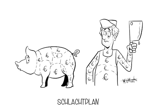 Cartoon: Schlachtplan (medium) by Mirco Tomicek tagged tönnies,fleischindustrie,fleisch,wurst,wurstfabrik,industrie,schlachthof,schlachtbetrieb,schlachter,arbeitsrecht,tierwohl,tiere,tierschutz,arbeitsschutz,fleischhersteller,karikatur,mirco,tomicek,cartoon,tönnies,fleischindustrie,fleisch,wurst,wurstfabrik,industrie,schlachthof,schlachtbetrieb,schlachter,arbeitsrecht,tierwohl,tiere,tierschutz,arbeitsschutz,fleischhersteller,karikatur,mirco,tomicek,cartoon