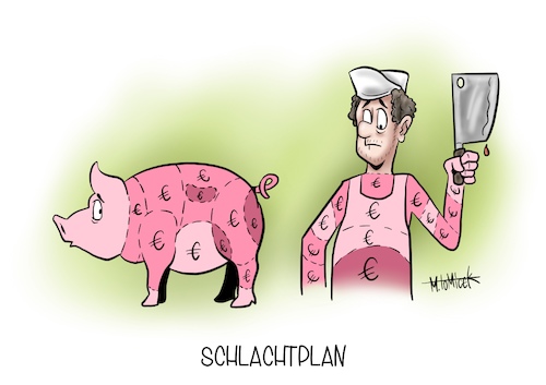 Cartoon: Schlachtplan (medium) by Mirco Tomicek tagged tönnies,fleischindustrie,fleisch,wurst,wurstfabrik,industrie,schlachthof,schlachtbetrieb,schlachter,arbeitsrecht,tierwohl,tiere,tierschutz,arbeitsschutz,fleischhersteller,karikatur,mirco,tomicek,cartoon,tönnies,fleischindustrie,fleisch,wurst,wurstfabrik,industrie,schlachthof,schlachtbetrieb,schlachter,arbeitsrecht,tierwohl,tiere,tierschutz,arbeitsschutz,fleischhersteller,karikatur,mirco,tomicek,cartoon