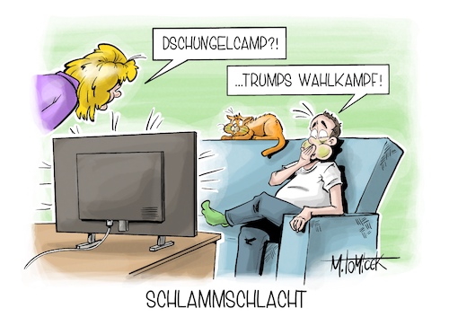 Cartoon: Schlammschlacht (medium) by Mirco Tomicek tagged us,wahlkampf,usa,amerika,tv,duell,wahlen,wahl,präsidentschaftswahl,kandidaten,kamala,harris,donald,trump,fernsehen,wahlkämpfe,reden,regeln,dschungelcamp,cartoon,karikatur,pressekarikatur,mirco,tomicek,us,wahlkampf,usa,amerika,tv,duell,wahlen,wahl,präsidentschaftswahl,kandidaten,kamala,harris,donald,trump,fernsehen,wahlkämpfe,reden,regeln,dschungelcamp,cartoon,karikatur,pressekarikatur,mirco,tomicek