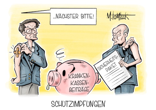 Cartoon: Schutzimpfungen (medium) by Mirco Tomicek tagged schutzimpfung,impfungen,schutz,impfung,corona,covid,grippe,grippeimpfung,karl,lauterbach,krankenkasse,krankenkassenbeiträge,beiträge,finanzen,geld,olaf,scholz,spd,sicherheitspaket,sicherheit,paket,migration,regierungserklärung,ampel,karikatur,cartoon,pressekarikatur,mirco,tomicek,schutzimpfung,impfungen,schutz,impfung,corona,covid,grippe,grippeimpfung,karl,lauterbach,krankenkasse,krankenkassenbeiträge,beiträge,finanzen,geld,olaf,scholz,spd,sicherheitspaket,sicherheit,paket,migration,regierungserklärung,ampel,karikatur,cartoon,pressekarikatur,mirco,tomicek