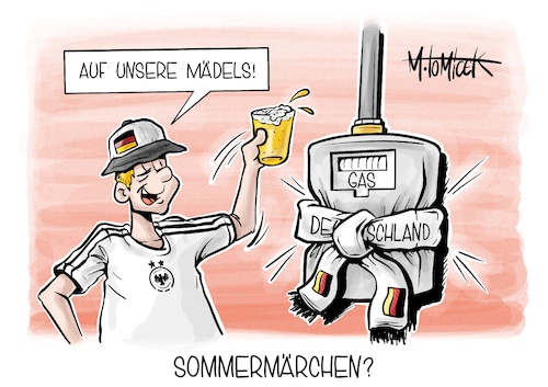 Cartoon: Sommermärchen? (medium) by Mirco Tomicek tagged dfb,frauen,frauenfußball,fußball,em,europameisterschaft,spiel,europameister,frau,deutschland,england,wembley,fußballmannschaft,gas,gasumlage,umlage,sparen,gaspreis,gasengpass,engpass,heizgas,gasuhr,karikatur,cartoon,pressekarikatur,mirco,tomicek,dfb,frauen,frauenfußball,fußball,em,europameisterschaft,spiel,europameister,frau,deutschland,england,wembley,fußballmannschaft,gas,gasumlage,umlage,sparen,gaspreis,gasengpass,engpass,heizgas,gasuhr,karikatur,cartoon,pressekarikatur,mirco,tomicek