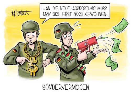 Cartoon: Sondervermögen (medium) by Mirco Tomicek tagged lambrecht,sondervermögen,sonder,vermögen,bundeswehr,militär,bundeswehrsoldat,soldaten,bundestag,geld,100,milliarden,euro,finanzierung,truppen,cartoon,karikatur,pressekarikatur,mirco,tomicek,lambrecht,sondervermögen,sonder,vermögen,bundeswehr,militär,bundeswehrsoldat,soldaten,bundestag,geld,100,milliarden,euro,finanzierung,truppen,cartoon,karikatur,pressekarikatur,mirco,tomicek