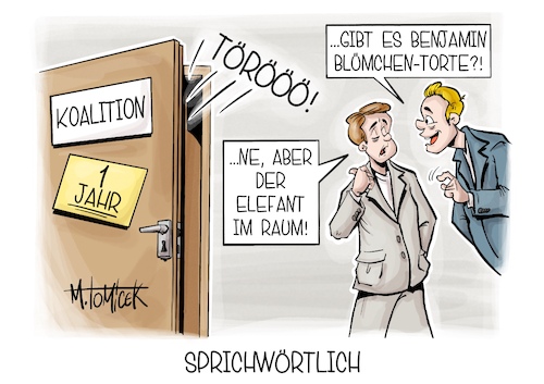 Cartoon: Sprichwörtlich (medium) by Mirco Tomicek tagged ein,jahr,koalition,regierung,bundesregierung,schwarz,rot,erster,geburtstag,amtsjahr,friedrich,merz,benjamin,blümchen,torte,karikatur,cartoon,pressekarikatur,mirco,tomicek,ein,jahr,koalition,regierung,bundesregierung,schwarz,rot,erster,geburtstag,amtsjahr,friedrich,merz,benjamin,blümchen,torte,karikatur,cartoon,pressekarikatur,mirco,tomicek