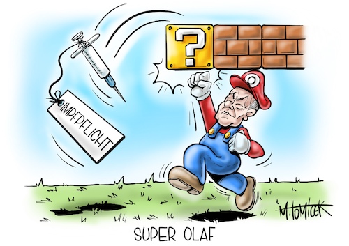 Cartoon: Super Olaf (medium) by Mirco Tomicek tagged olaf,scholz,bundeskanzler,kanzler,regierungsbefragung,befragung,regierung,abgeordnete,zeitplan,zeit,plan,impfpflicht,impf,impfung,pflicht,geimpft,2g,pandemie,corona,bekämpfung,beschränkungen,beschränkung,maßnahmen,super,mario,nintendo,cartoon,karikatur,pressekarikatur,mirco,tomicek,olaf,scholz,bundeskanzler,kanzler,regierungsbefragung,befragung,regierung,abgeordnete,zeitplan,zeit,plan,impfpflicht,impf,impfung,pflicht,geimpft,2g,pandemie,corona,bekämpfung,beschränkungen,beschränkung,maßnahmen,super,mario,nintendo,cartoon,karikatur,pressekarikatur,mirco,tomicek