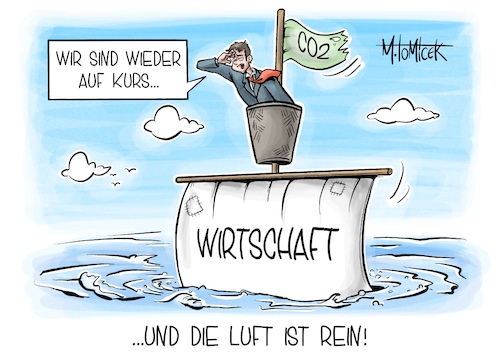 Cartoon: Und die Luft ist rein! (medium) by Mirco Tomicek tagged co2,emission,ausstoß,wirtschaft,habeck,treibhausgas,treibhausgase,gase,auf,kurs,karikatur,pressekarikatur,cartoon,mirco,tomicek,co2,emission,ausstoß,wirtschaft,habeck,treibhausgas,treibhausgase,gase,auf,kurs,karikatur,pressekarikatur,cartoon,mirco,tomicek