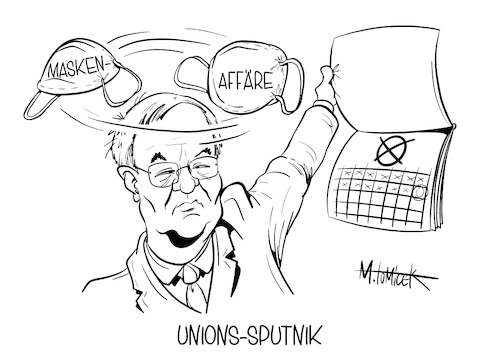 Cartoon: Unions-Sputnik (medium) by Mirco Tomicek tagged union,cdu,csu,armin,laschet,maskenaffäre,masken,affäre,maske,landtagswahl,wahlen,landtag,baden,württemberg,rheinland,pfalz,umfrage,tief,bereicherung,geld,geschäfte,löbel,nüßlein,politik,partei,politiker,nrw,impfstoff,corona,covid19,pandemie,krise,virus,landtagswahlen,cartoon,karikatur,pressekarikatur,mirco,tomicek,union,cdu,csu,armin,laschet,maskenaffäre,masken,affäre,maske,landtagswahl,wahlen,landtag,baden,württemberg,rheinland,pfalz,umfrage,tief,bereicherung,geld,geschäfte,löbel,nüßlein,politik,partei,politiker,nrw,impfstoff,corona,covid19,pandemie,krise,virus,landtagswahlen,cartoon,karikatur,pressekarikatur,mirco,tomicek