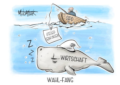 Cartoon: Wahl-Fang (medium) by Mirco Tomicek tagged spd,klausur,klausurtagung,steuer,steuern,steuersenkung,steuersenkungen,kaufprämie,auto,elektro,wirtschaft,wirtschaftsflaute,flaute,wahlkampf,bundeswahlkampf,wähler,wahl,steuerzahler,entlastung,wal,karikatur,pressekarikatur,cartoon,mirco,tomicek,spd,klausur,klausurtagung,steuer,steuern,steuersenkung,steuersenkungen,kaufprämie,auto,elektro,wirtschaft,wirtschaftsflaute,flaute,wahlkampf,bundeswahlkampf,wähler,wahl,steuerzahler,entlastung,wal,karikatur,pressekarikatur,cartoon,mirco,tomicek