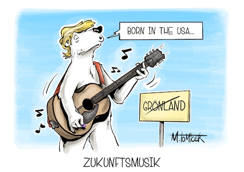Cartoon: Zukunftsmusik (medium) by Mirco Tomicek tagged grönland,gipfel,us,usa,amerika,donald,trump,dänemark,deutschland,soldaten,bundeswehr,krise,arktis,insel,eisbär,eis,born,in,the,bruce,springsteen,karikatur,cartoon,pressekarikatur,mirco,tomicek,grönland,gipfel,us,usa,amerika,donald,trump,dänemark,deutschland,soldaten,bundeswehr,krise,arktis,insel,eisbär,eis,born,in,the,bruce,springsteen,karikatur,cartoon,pressekarikatur,mirco,tomicek