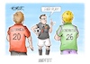Cartoon: Anpfiff (small) by Mirco Tomicek tagged fußball,wm,weltmeisterschaft,fußballer,fußballspiel,amerika,anpfiff,koalition,reformen,reform,rente,renten,apotheken,konjunktur,prognosen,inflation,karikatur,cartoon,pressekarikatur,mirco,tomicek