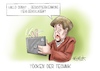 Cartoon: Merkels Videokonferenz mit China (small) by Mirco Tomicek tagged angela,merkel,deutschland,china,videokonferenz,video,chat,wirtschaft,interessen,austausch,corona,gesichtserkennung,karikatur,tomicek,cartoon