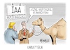 Cartoon: Umsatteln (small) by Mirco Tomicek tagged messe,iaa,nutzfahrzeuge,neuheiten,nutzfahrzeug,fahrzeuge,autos,lkw,auto,sprit,spritpreise,benzin,diesel,öl,ölpreise,tanken,tankstellen,industrie,wirtschaft,karikatur,cartoon,pressekarikatur,mirco,tomicek