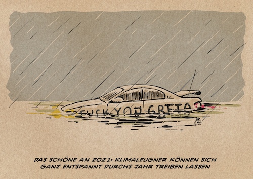 Cartoon: 2021 als Bild (medium) by Guido Kuehn tagged 2021,klima,hochwasser,auto,mobilität,verkehrswende,2021,klima,hochwasser,auto,mobilität,verkehrswende