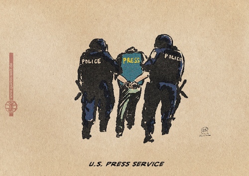 Cartoon: 300 (medium) by Guido Kuehn tagged freedom,of,press,usa,police,violence,floyd,freedom,of,press,usa,police,violence,floyd