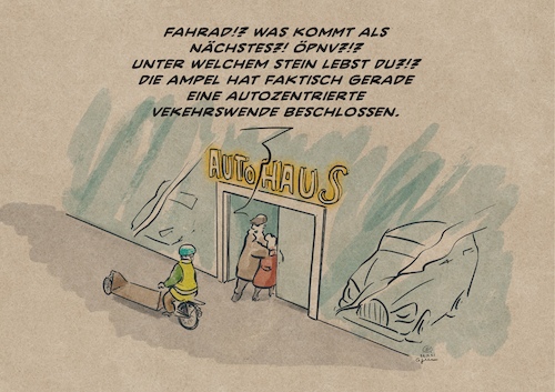 Cartoon: Autozentrismus (medium) by Guido Kuehn tagged mobilität,verkehrswende,auto,ampel,mobilität,verkehrswende,auto,ampel