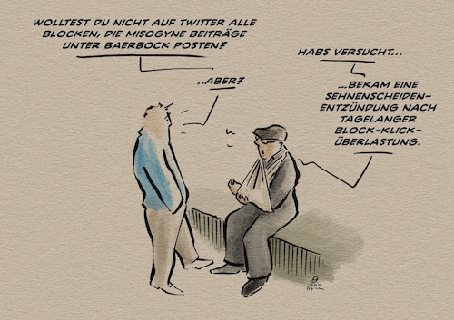 Cartoon: Baerblockfieber (medium) by Guido Kuehn tagged baerbock,grüne,russland,versprecher,hass,trolle,misogynie,baerbock,grüne,russland,versprecher,hass,trolle,misogynie