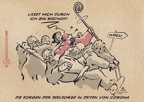 Cartoon: Heiliges Impfgedrängel (medium) by Guido Kuehn tagged impfdraengler,corona,covid,impfdraengler,corona,covid