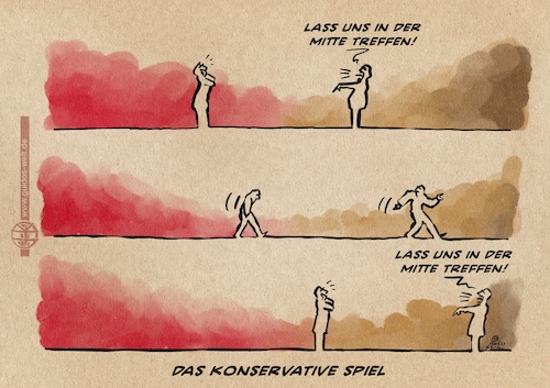 Cartoon: Das konservative Spiel (medium) by Guido Kuehn tagged union,cdu,csu,afd,spd,grüne,linke,diskurs,mitte,bürgertum,union,cdu,csu,afd,spd,grüne,linke,diskurs,mitte,bürgertum