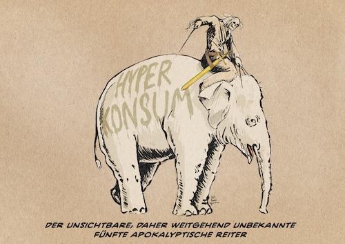 Cartoon: Der 5. Reiter (medium) by Guido Kuehn tagged klima,konsum,erde,umwelt,klima,konsum,erde,umwelt