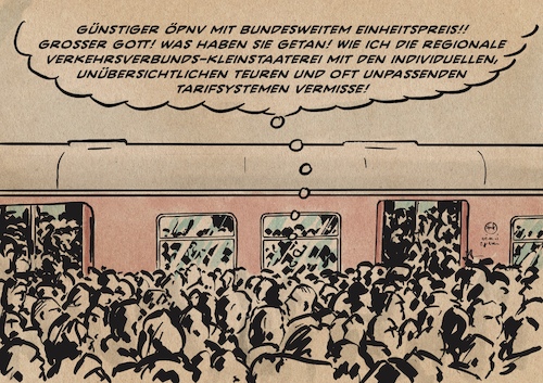 Cartoon: Einheitspreis-Chaos (medium) by Guido Kuehn tagged öpnv,euro,ticket,bahn,öpnv,euro,ticket,bahn