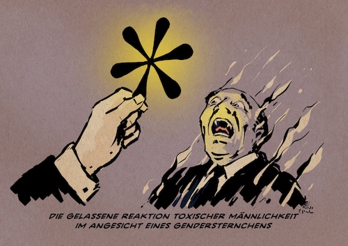 Cartoon: Gendersternchen (medium) by Guido Kuehn tagged gender,sprache,achtsamkeit,toxische,männlichkeit,patriachat,gender,sprache,achtsamkeit,toxische,männlichkeit,patriachat