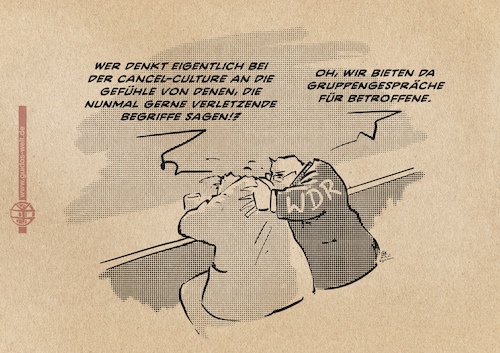 Cartoon: miese Gesprächskultur (medium) by Guido Kuehn tagged wdr,letzte,instanz,talkshow,rassismus,wdr,letzte,instanz,talkshow,rassismus