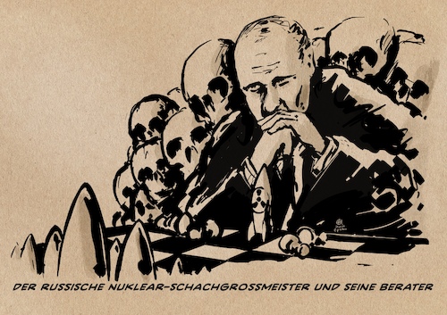Cartoon: Monsterschach (medium) by Guido Kuehn tagged putin,ukraine,atom,krieg,nuklear,bomben,nato,weltkrieg,kriegstreiber,russland,putin,ukraine,atom,krieg,nuklear,bomben,nato,weltkrieg,kriegstreiber,russland