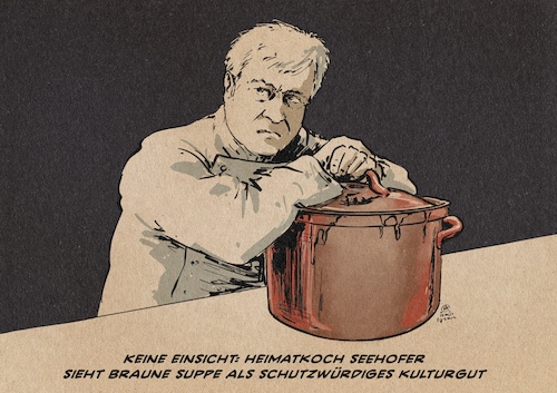 Cartoon: Polizeikantine Braune Suppe (medium) by Guido Kuehn tagged polizei,nazi,seehofer,polizei,nazi,seehofer