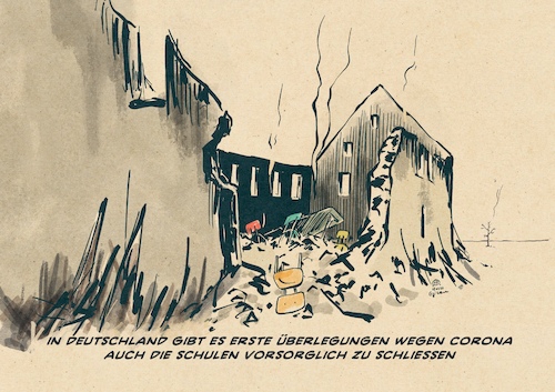Cartoon: Schulschließungen (medium) by Guido Kuehn tagged corona,covid,schule,corona,covid,schule